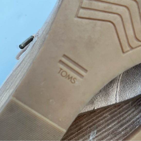 TOMS Beige Suede Wedge Booties - Picture 5 of 11